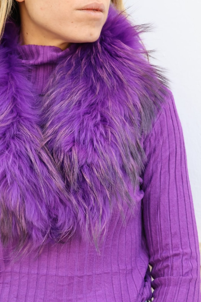 Cuello Piel Natural-Color Morado