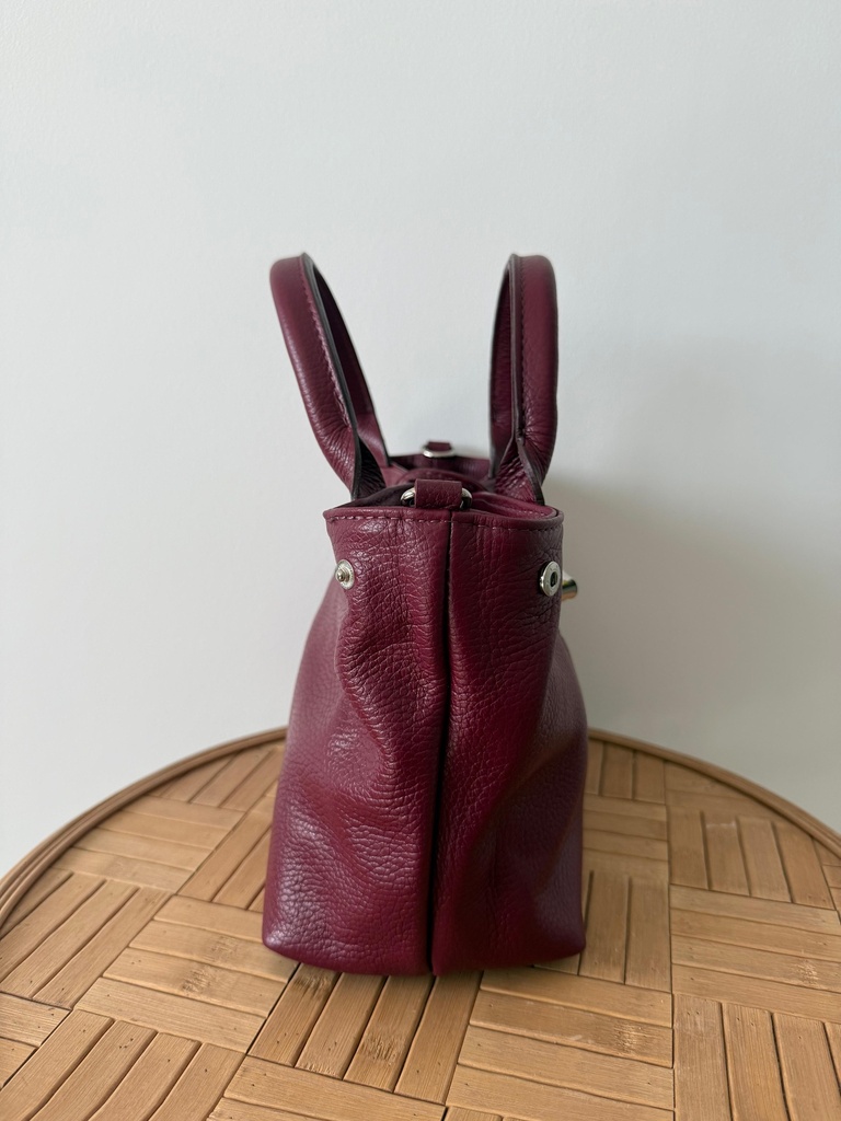 Bolso HUESO Piel Burdeos
