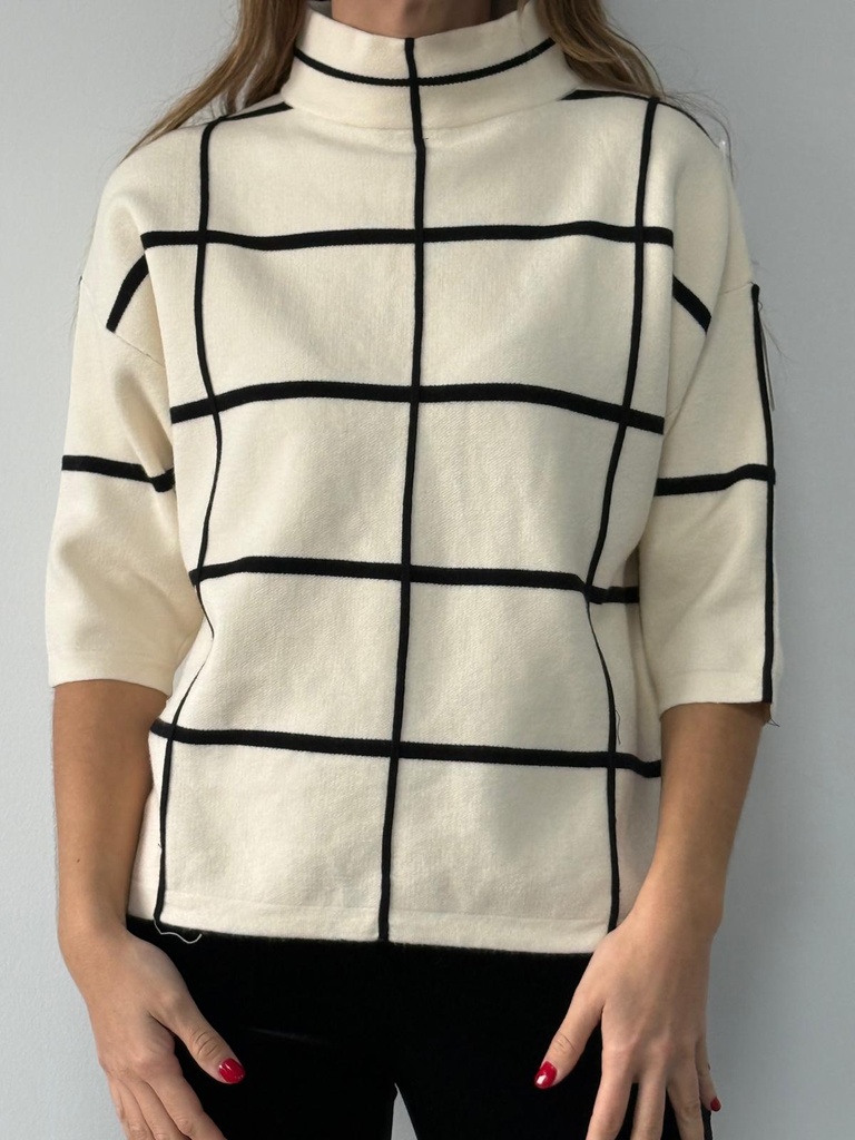 Jersey CUADRICULA Marfil