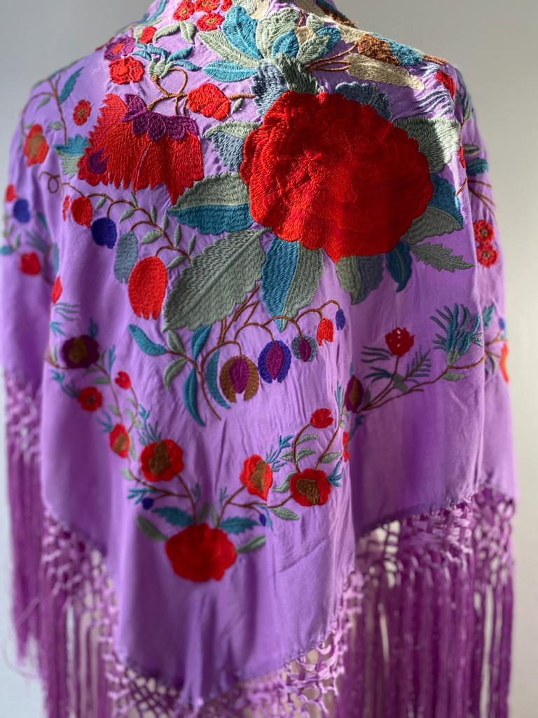 Mantón Rosal Malva Claro Esterilla