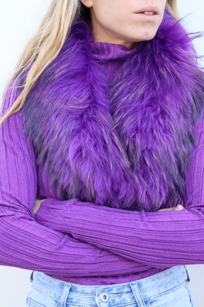Cuello Piel Natural-Color Morado