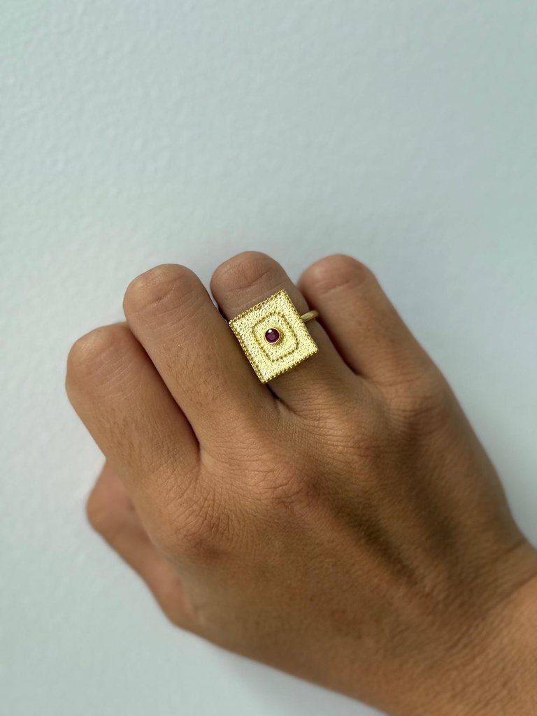 Anillo CUADRADO Buganvilla