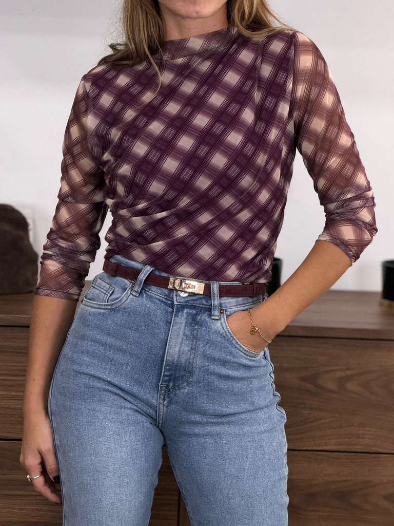 Camisa CUADROS Burdeos