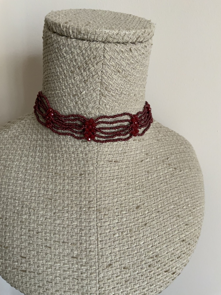 Choker ABALORIOS Burdeos