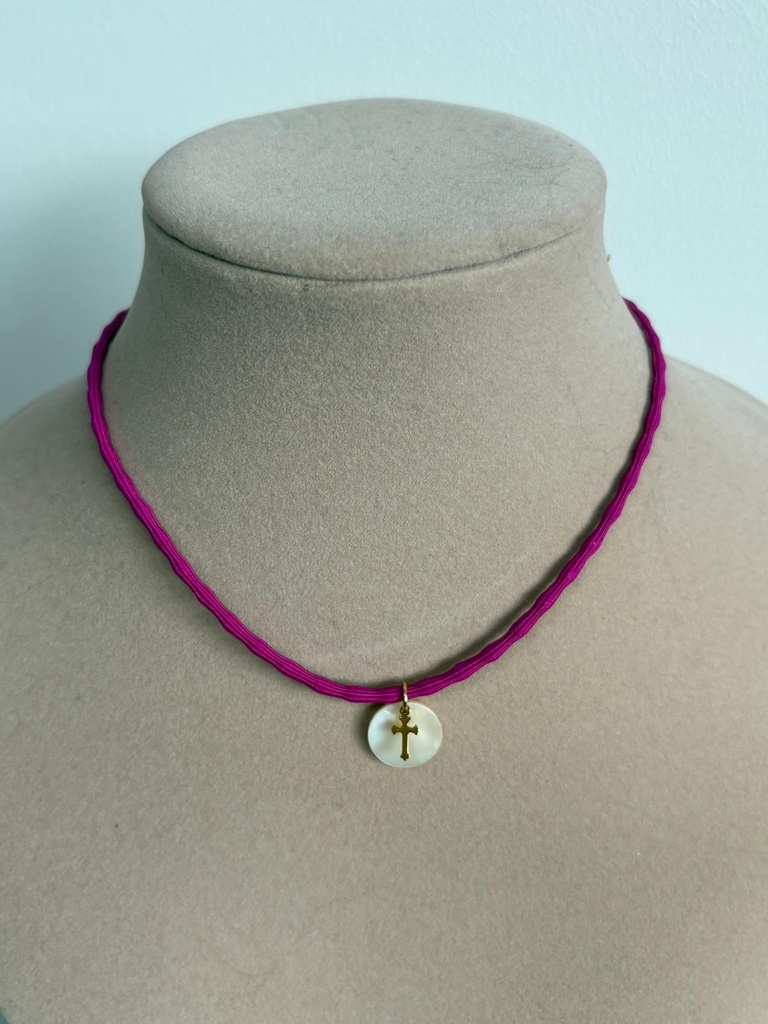 Gargantilla RIZADA Fucsia