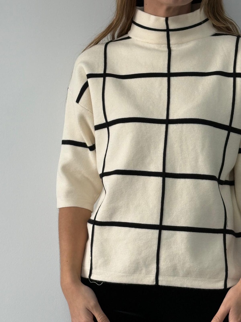 Jersey CUADRICULA Marfil