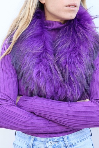 [OK9095MD] Cuello Piel Natural-Color Morado