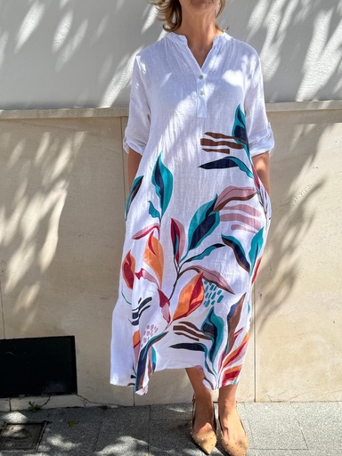 [LIN17865B] Vestido SEMBRADO Blanco