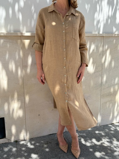 [LIN8827CAM] Vestido IMPERIA Camel