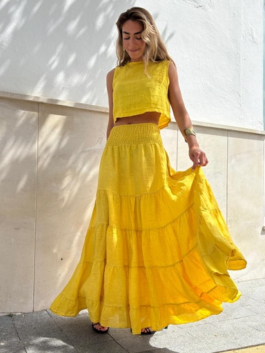 [LIN80212AM] Falda MARCHE Amarillo