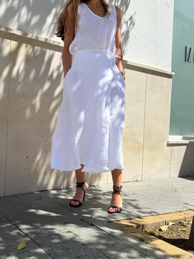 [LIN6088BL] Falda GENOVA Blanca