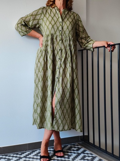 [CHU1711VD] Vestido HOJUELA Verde