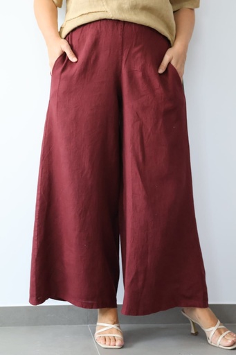 [LIN23422BRD] Pantalón TRAPANI Burdeos