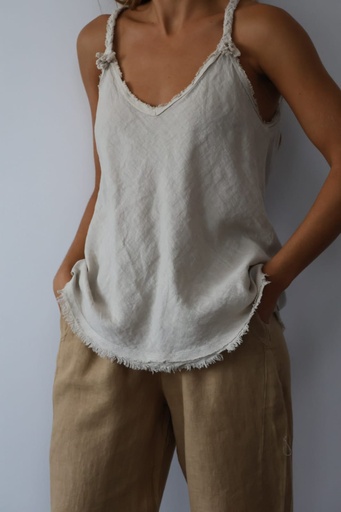 [LIN80471BEI] Top ALAMBIQUE Beige
