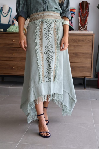 [RCH014VDA] Falda INCA Verde Agua