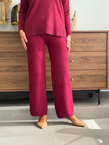[JNJ0806BU] Pantalón TRENZA Burdeos