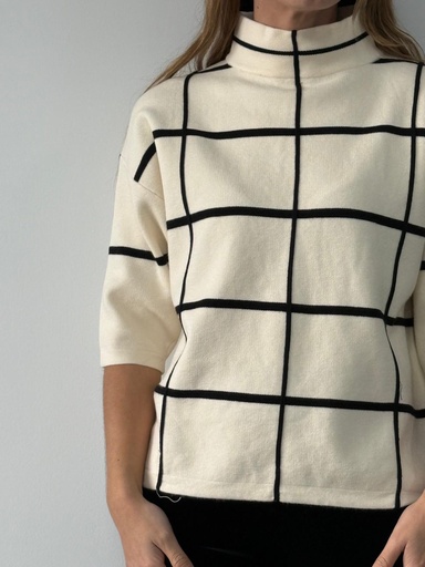 [NOE8113MF] Jersey CUADRICULA Marfil