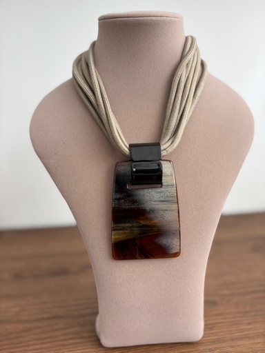 [SON56170MRR] COLLAR PLATI MARRON