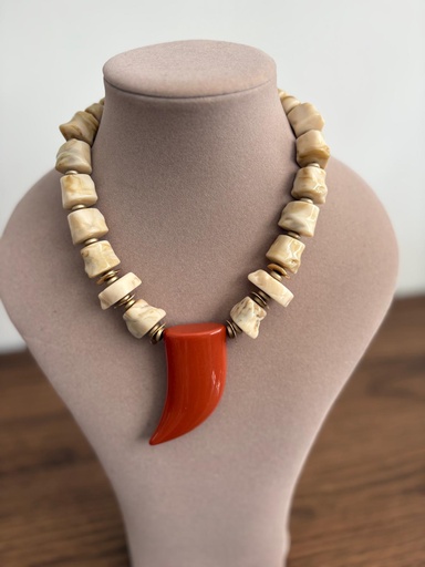 [SON56223COR] COLLAR CUERNO CORAL